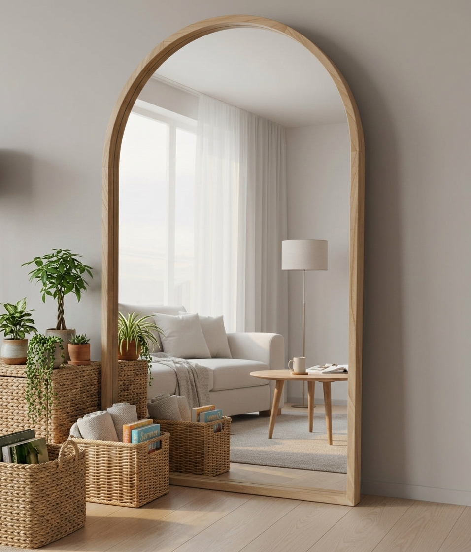 Tulum Large Wooden Arched Full Length Mirror – 170 × 100 cm