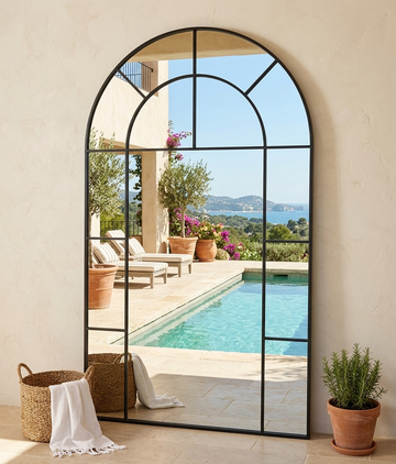 Coco Large Industrial Grid Arched Mirror – 170 × 100 cm