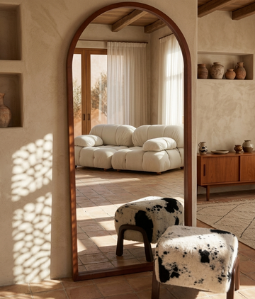 Fig Tree Walnut Wood Arched Mirror – 170 × 80 cm